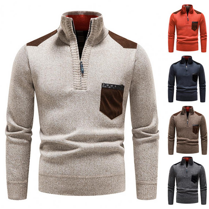 Pull à Col Montant et Demi-Zip Homme