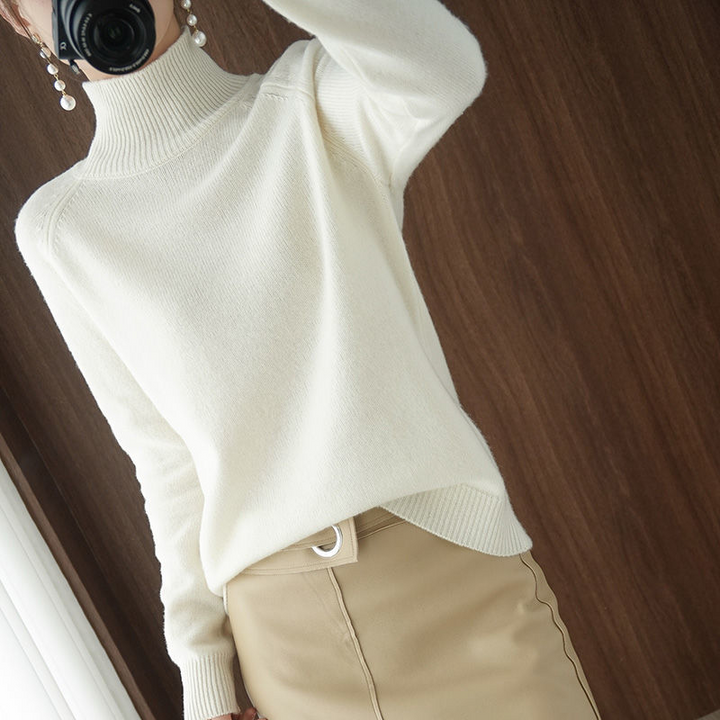 Pull Col Roulé à Manches Longues Femme