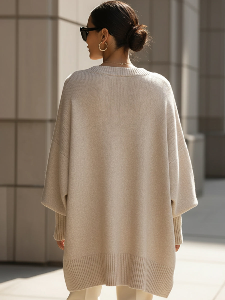Pull Oversize en Maille à Col Rond Femme