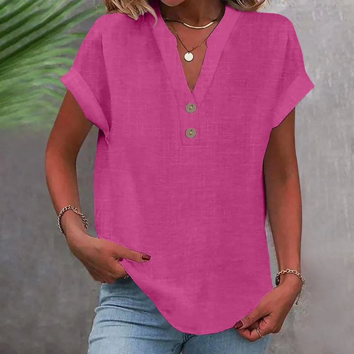 Blouse Col V Décontractée Femme