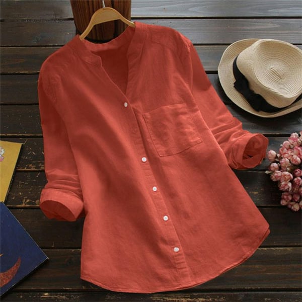 Chemisier Col Mao Casual Femme