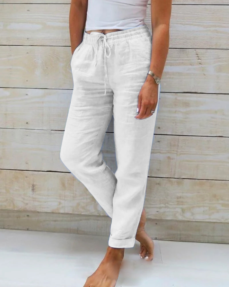 Pantalon Décontracté À Cordon Femme