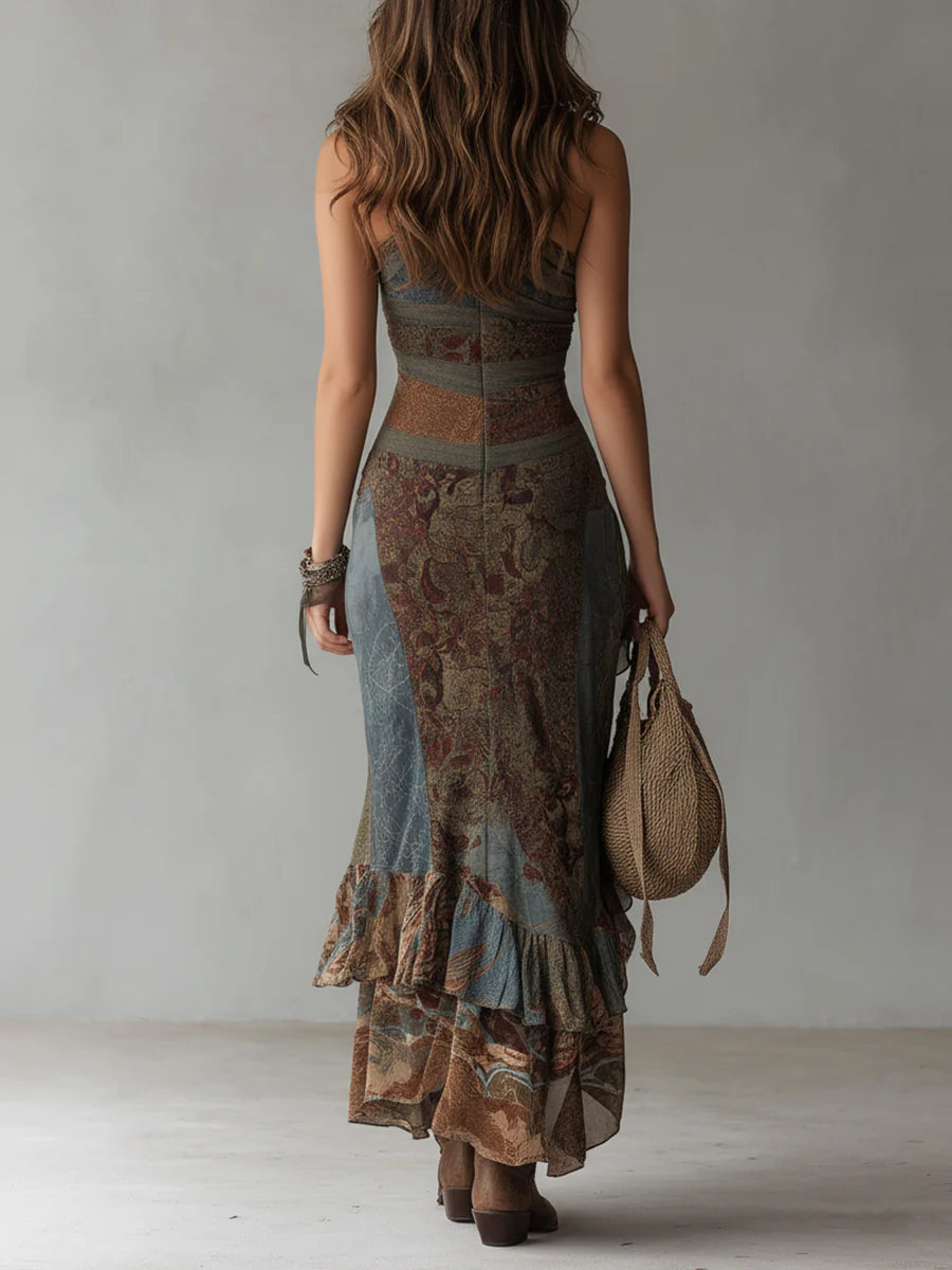 Robe Longue Asymétrique Fendue Femme
