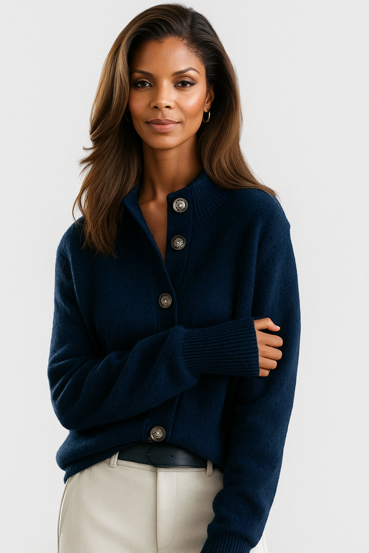 Gilet Boutonné À Col Montant Femme