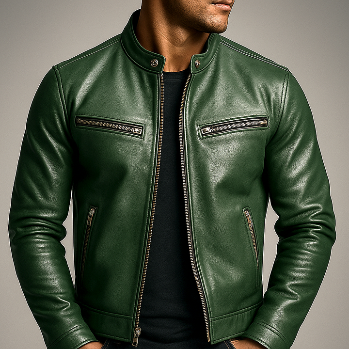 Blouson En Cuir Zippé Homme