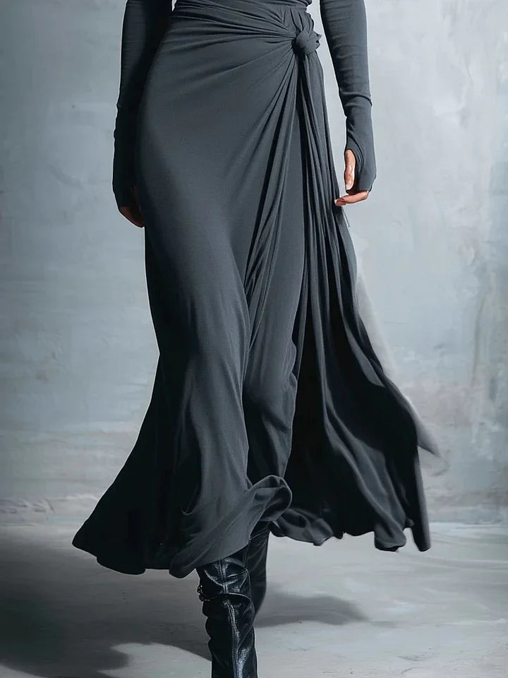 Robe Longue Drapée Asymétrique Femme
