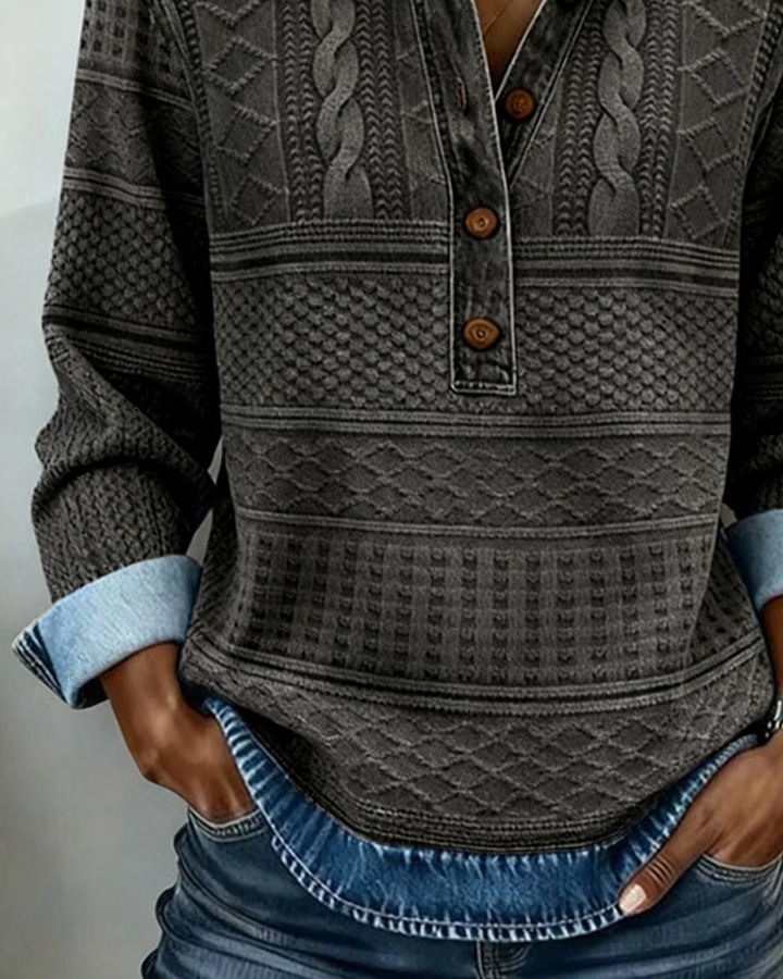 Pull À Col Polo Motifs Torsadés Femme