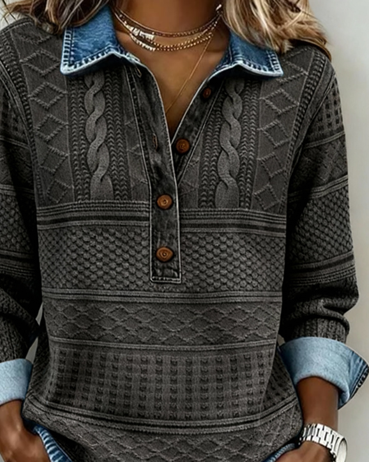 Pull Femme À Col Polo Texturé