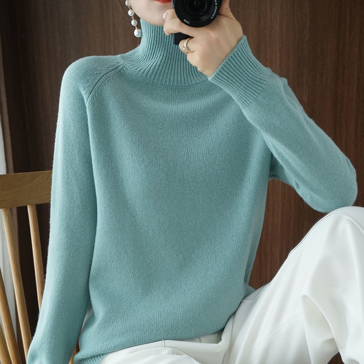Pull Col Roulé à Manches Longues Femme