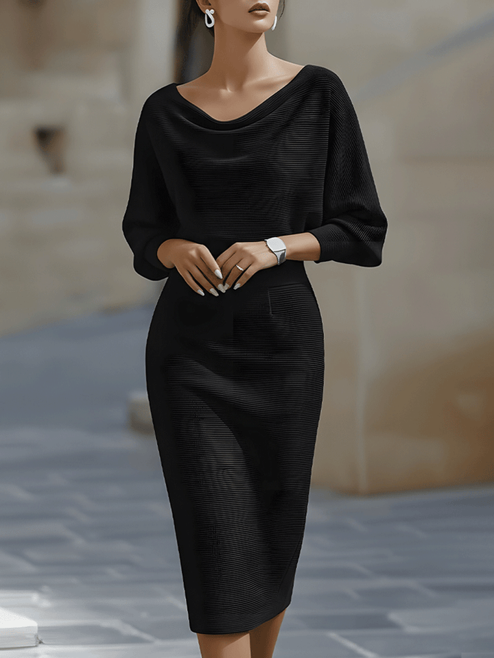 Robe Midi Drapée Ajustée Femme