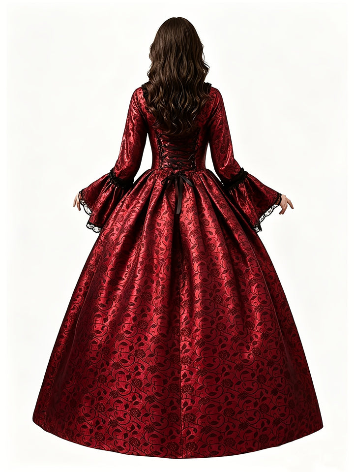 Robe Halloween Gothique à Manches Évasées Femme