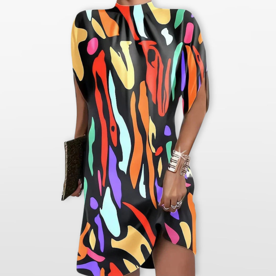 Robe Courte Ample Manches Chauve-Souris Femme