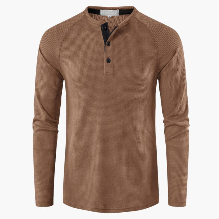 T-shirt Manches Longues Col Tunisien Homme