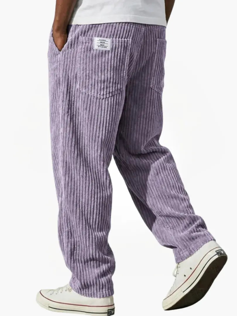 Pantalon Coupe Ample Aspect Velours Côtelé Homme