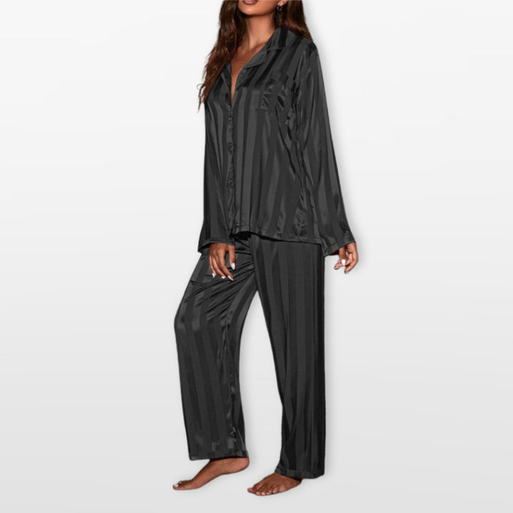 Pyjama Satin Rayé Élégant Femme