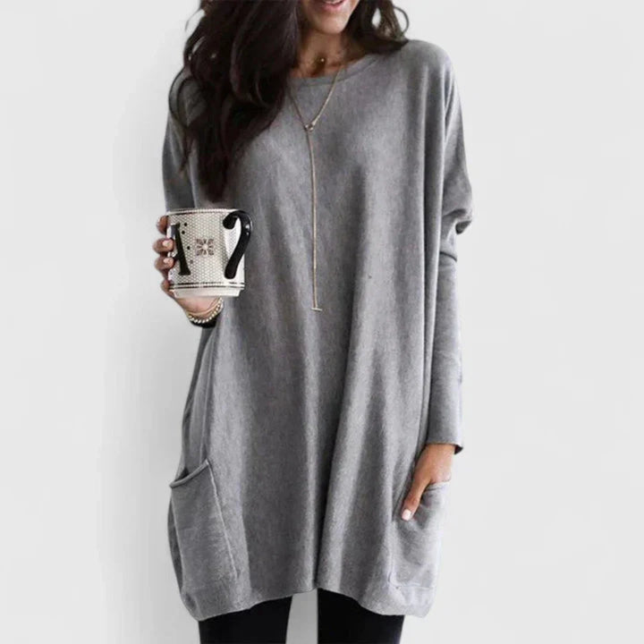 Robe à Col Zippé et Manches Longues Femme
