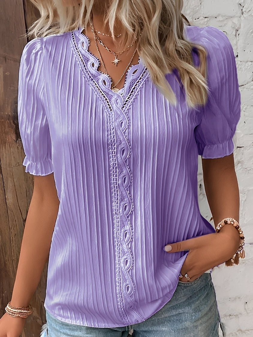 Blouse Plissée Dentelle Femme