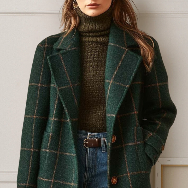 Manteau Long à Carreaux Femme