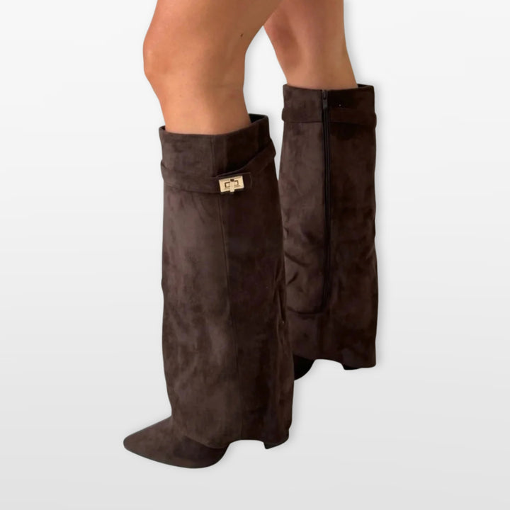 Bottes Hautes Bout Pointu Talon Bloc Femme