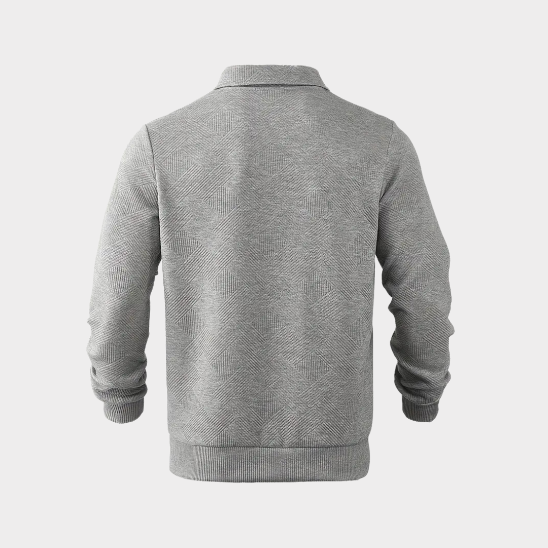 Pull Zippé à Col Polo Homme