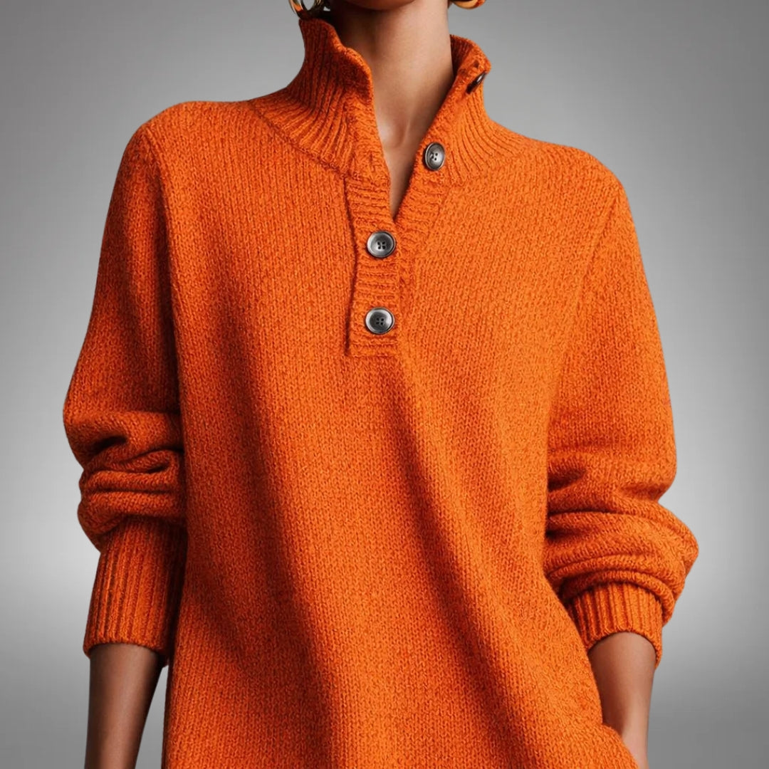 Robe Midi en Maille à Col Montant Femme