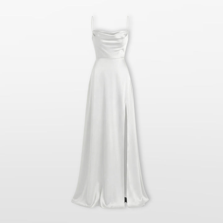 Robe Longue Élégante Fente Satin Femme