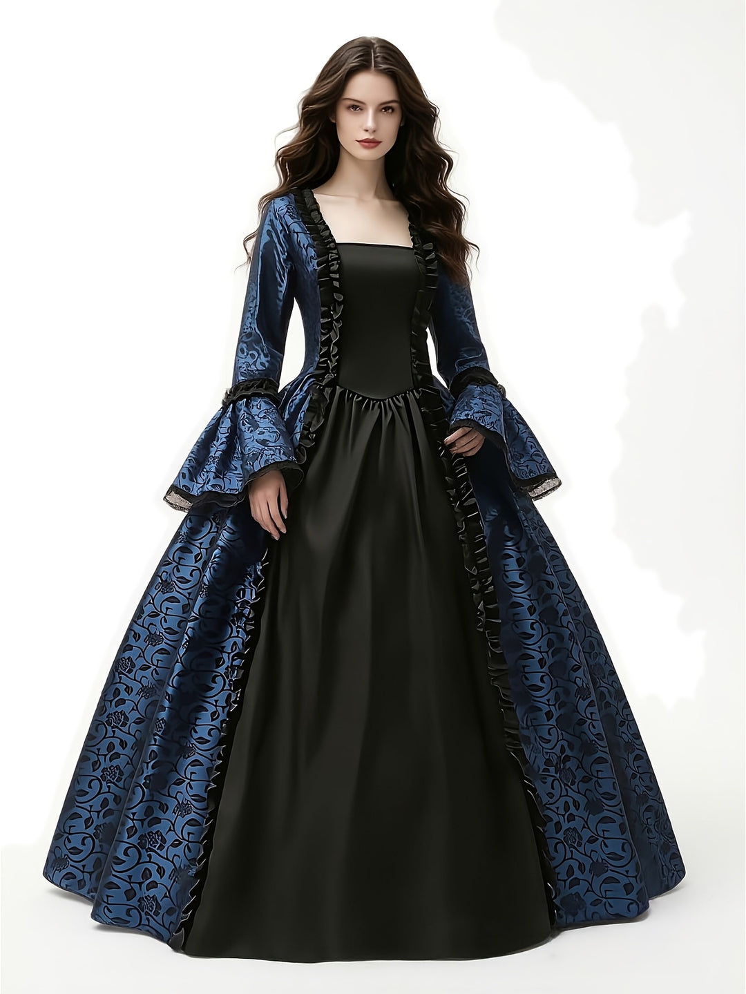 Robe Halloween Gothique à Manches Évasées Femme