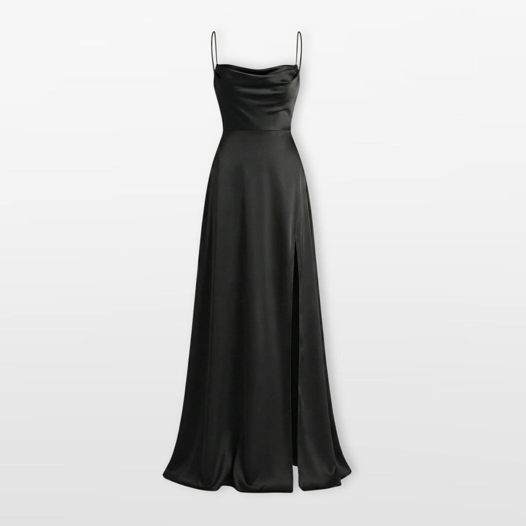 Robe Longue Élégante Fente Satin Femme