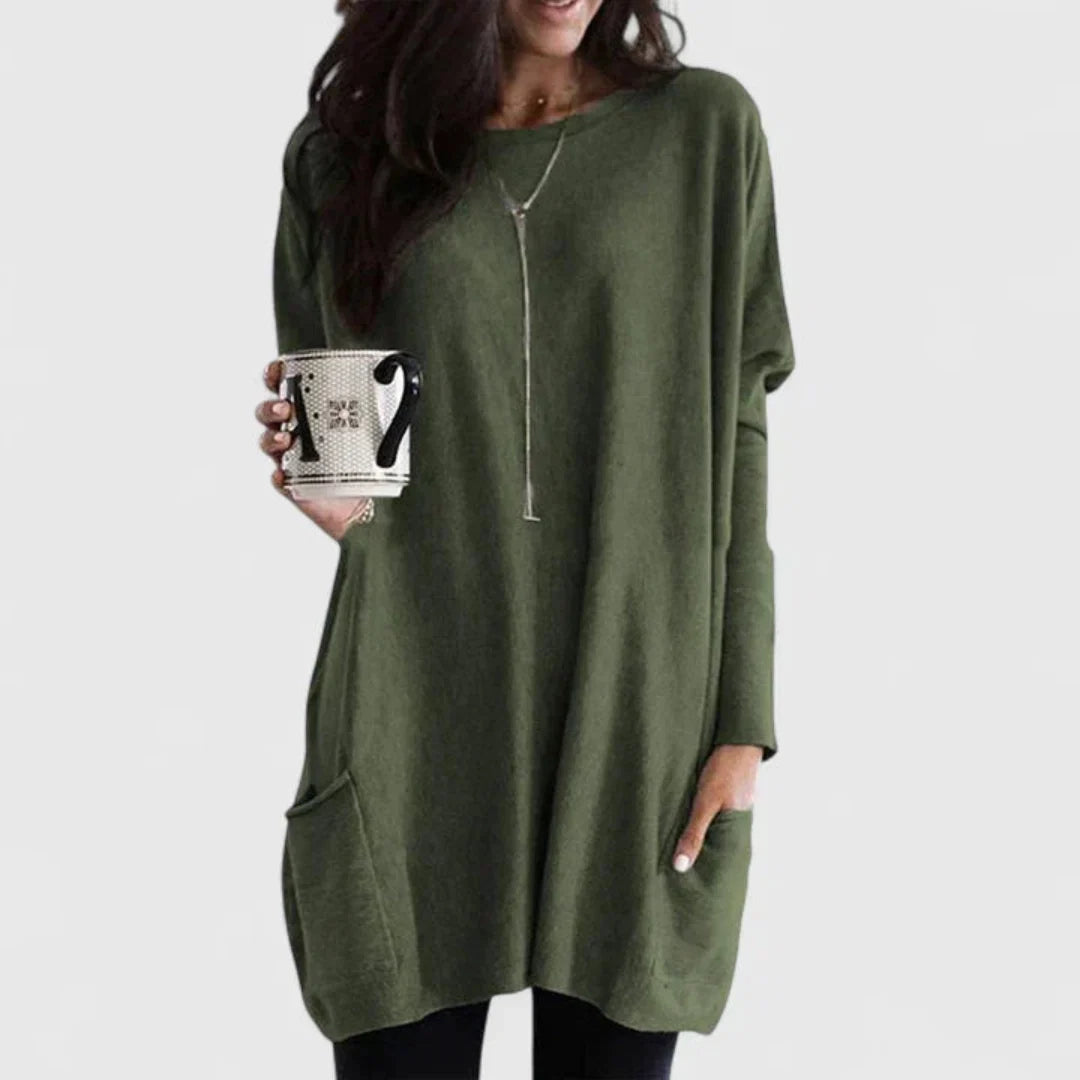 Robe à Col Zippé et Manches Longues Femme