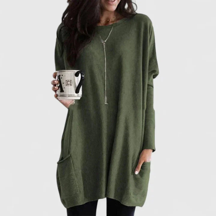 Robe à Col Zippé et Manches Longues Femme