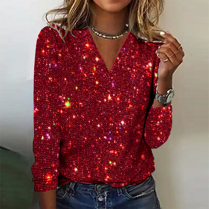Top Scintillant Col V Femme