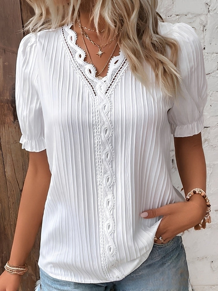 Blouse Plissée Dentelle Femme
