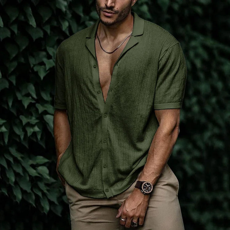 Chemise Texturée Manches Courtes Homme