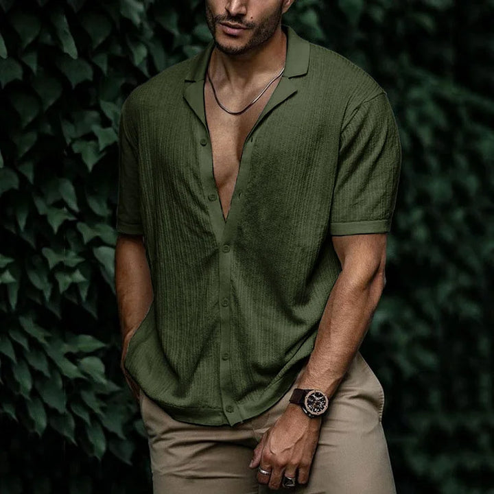 Chemise Texturée Manches Courtes Homme