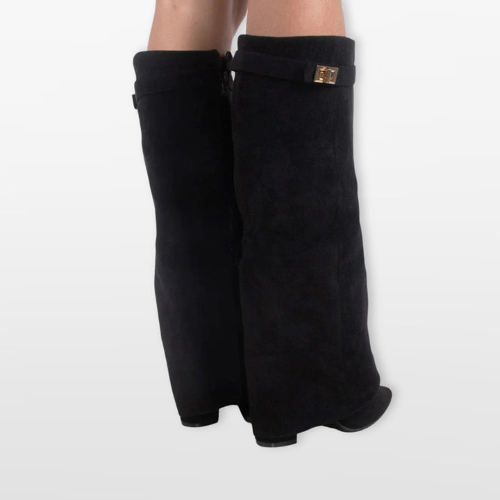 Bottes Hautes Bout Pointu Talon Bloc Femme
