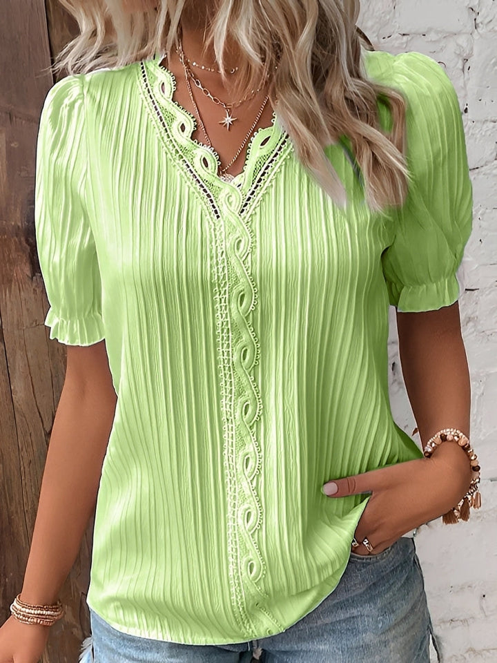 Blouse Plissée Dentelle Femme