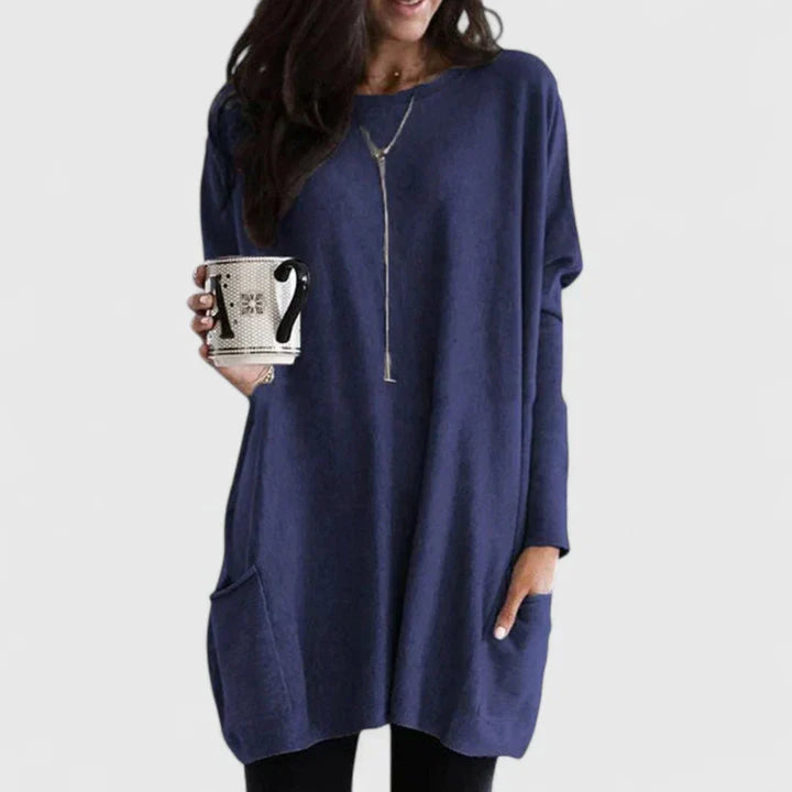 Robe à Col Zippé et Manches Longues Femme