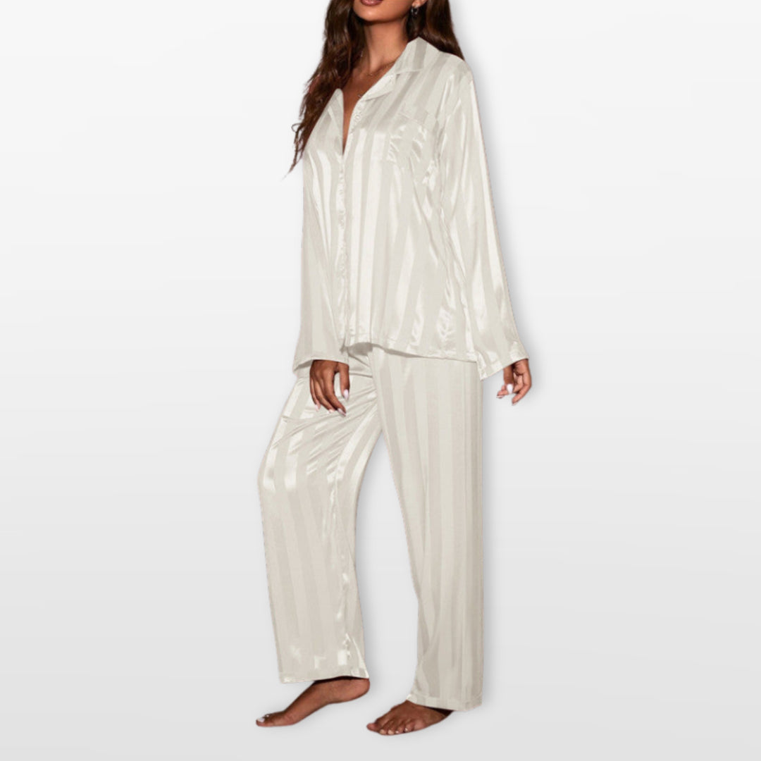 Pyjama Satin Rayé Élégant Femme