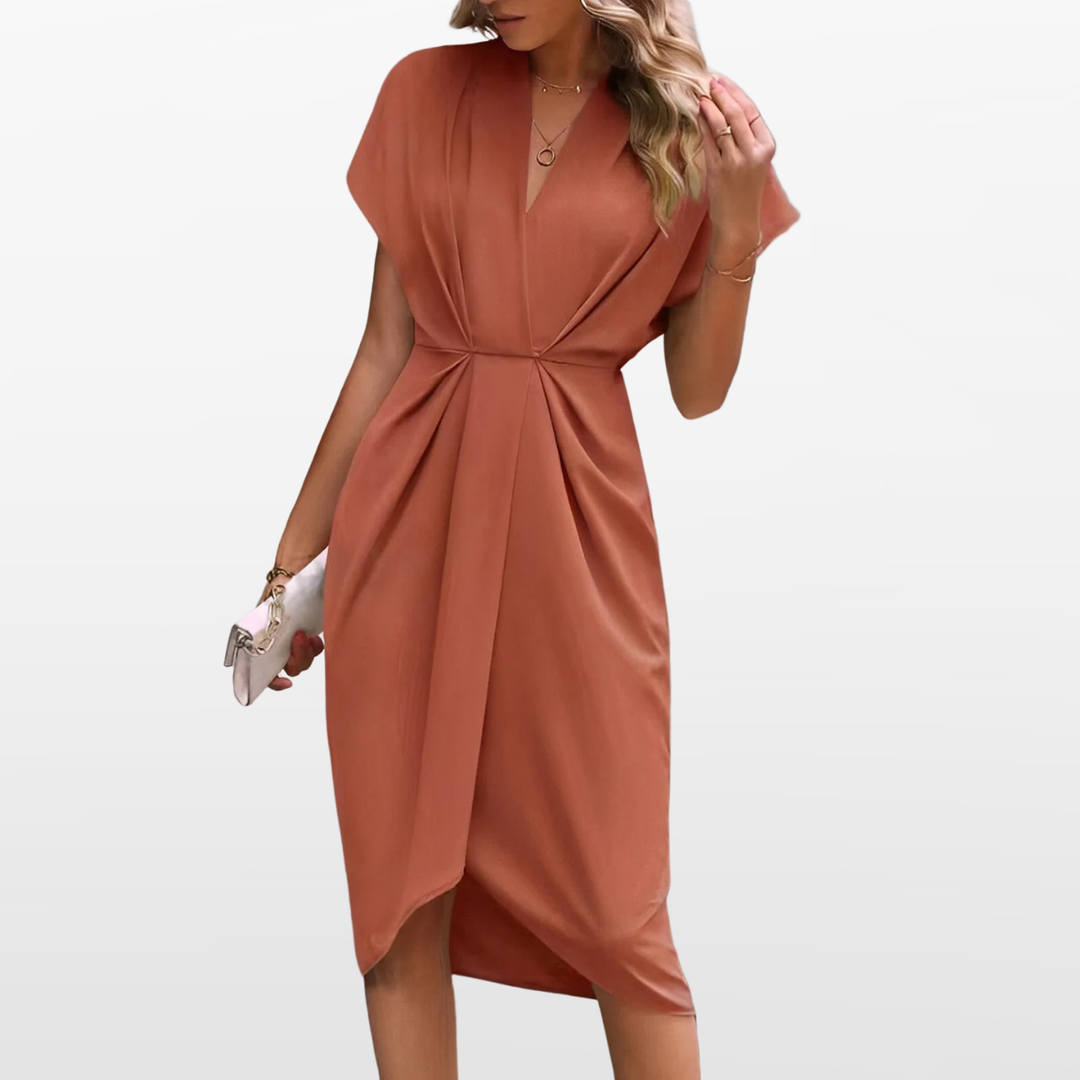 Robe Portefeuille Drapée Élégante Femme