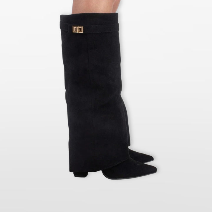 Bottes Hautes Bout Pointu Talon Bloc Femme