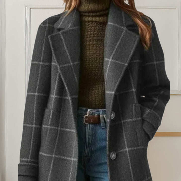 Manteau Long à Carreaux Femme