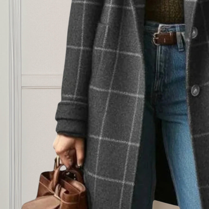 Manteau Long à Carreaux Femme