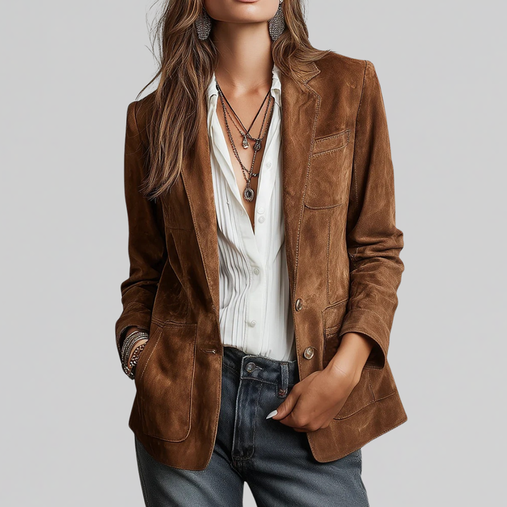 Veste de Costume à Revers Structurés Femme