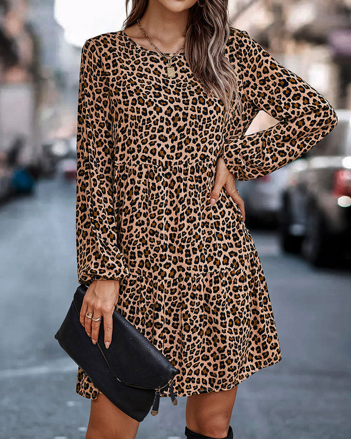 Robe Léopard À Volants Femme