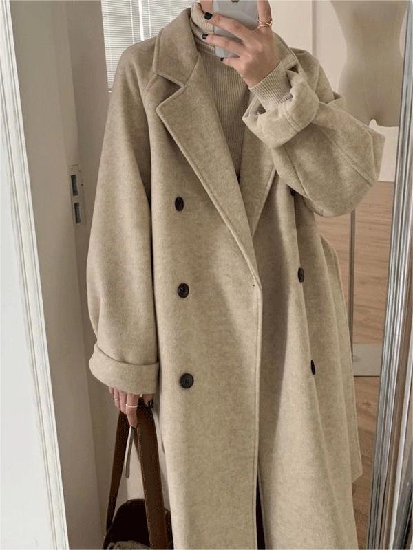 Manteau Long à Revers Et Double Boutonnage Femme