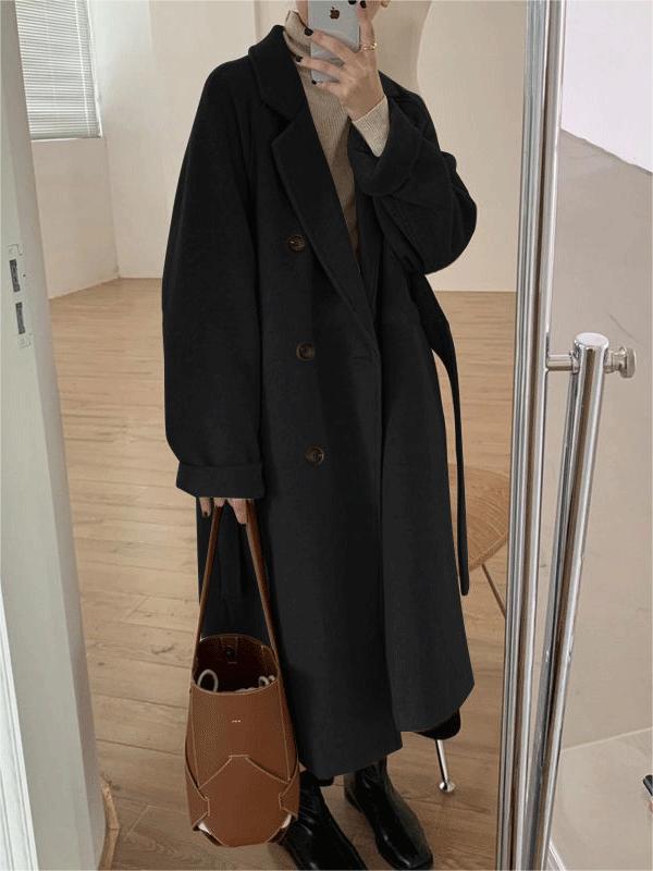 Manteau Long à Revers Et Double Boutonnage Femme