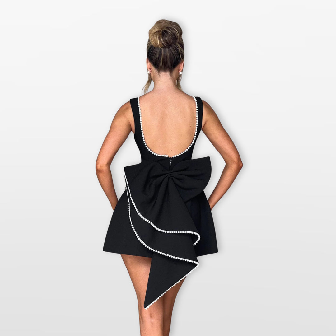 Robe Courte Nœud Dos Élégante Femme
