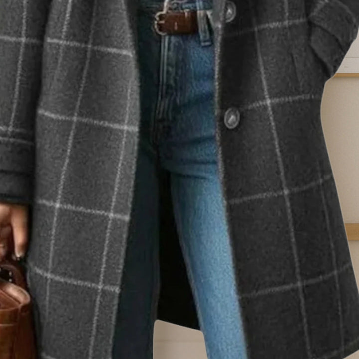 Manteau Long à Carreaux Femme