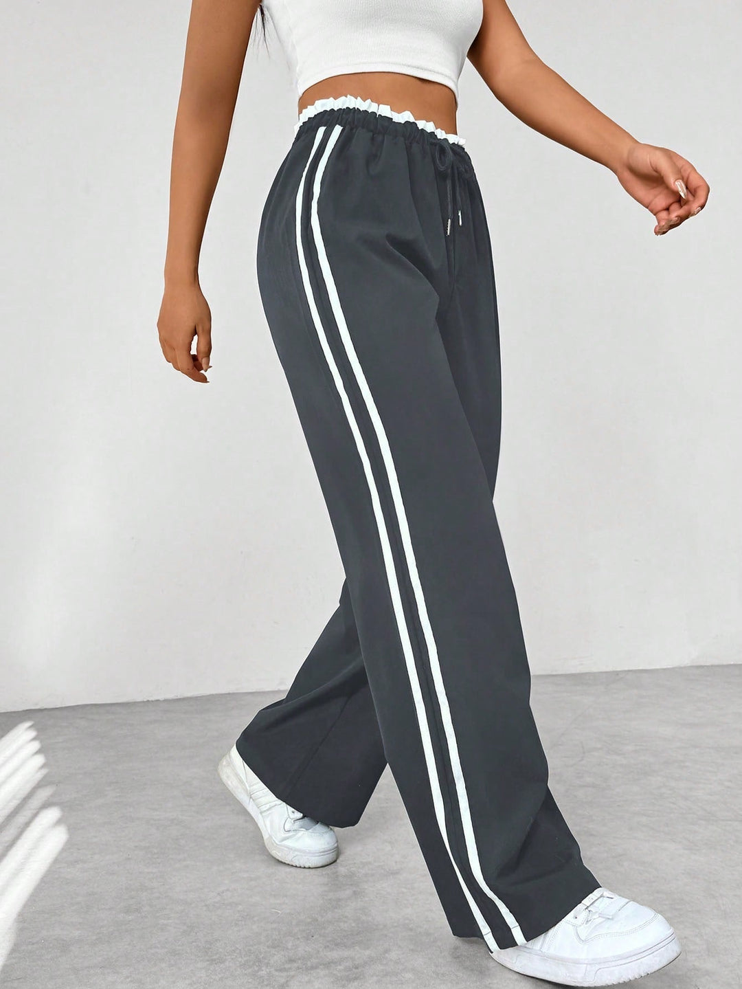Pantalon Large Rayures Femme