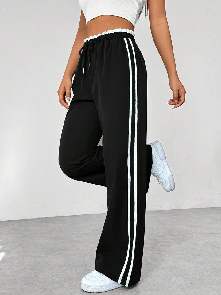 Pantalon Large Rayures Femme
